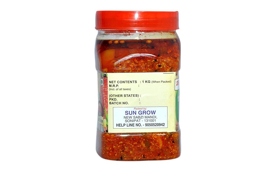 Sun Grow Super Mixed Pickle    Plastic Jar  1 kilogram